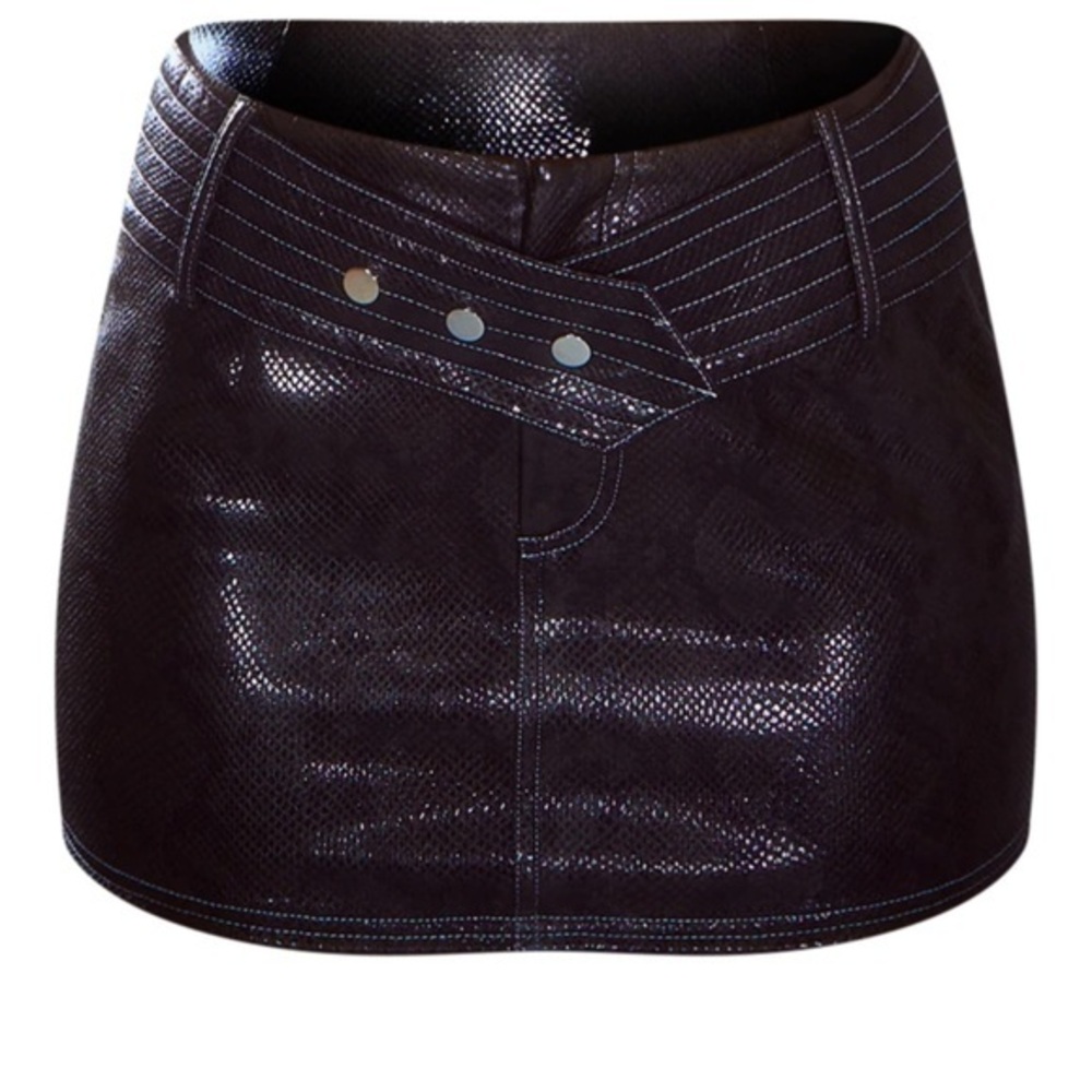 Pretty little thing black snake belt detail, mini skirt, new Sz  2